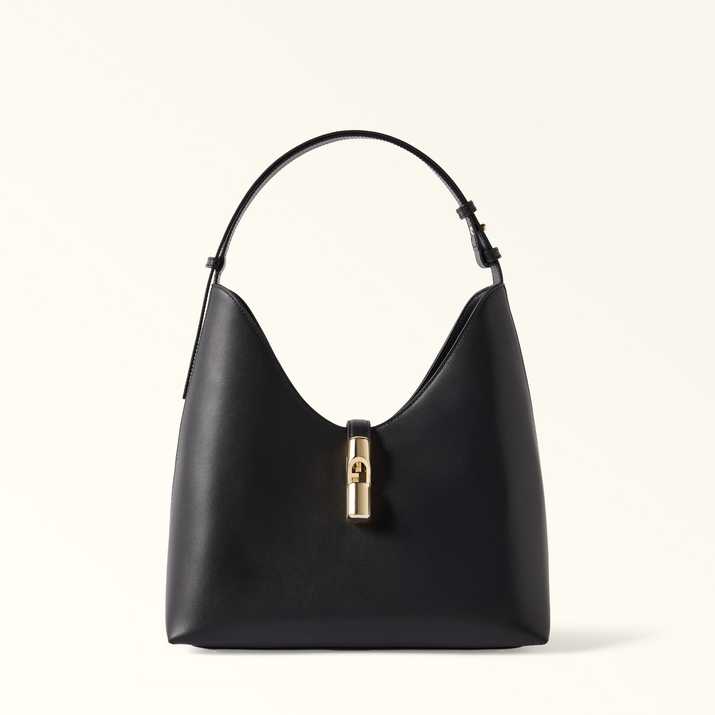 FURLA GOCCIA M HOBO IN LEATHER BLACK
