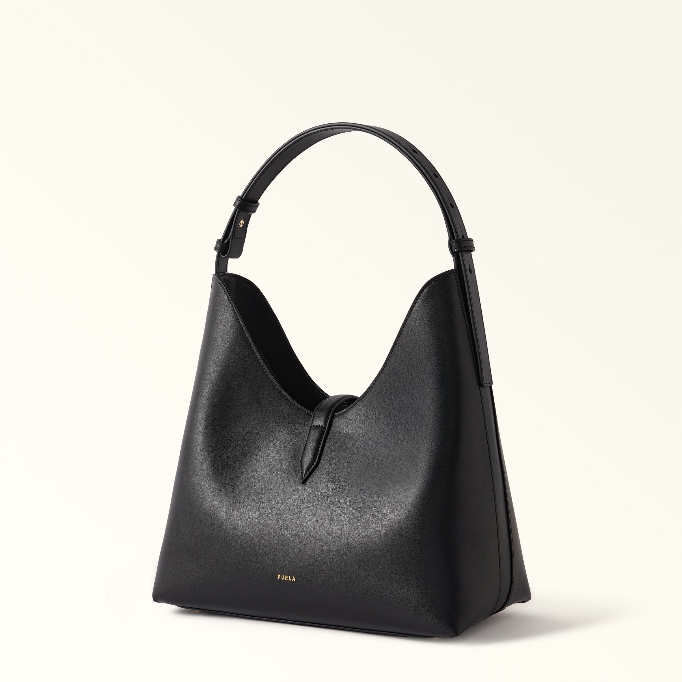 FURLA GOCCIA M HOBO IN LEATHER BLACK