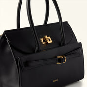 FURLA GRETA HANDBAG IN BLACK LEATHER