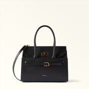 FURLA GRETA HANDBAG IN BLACK LEATHER