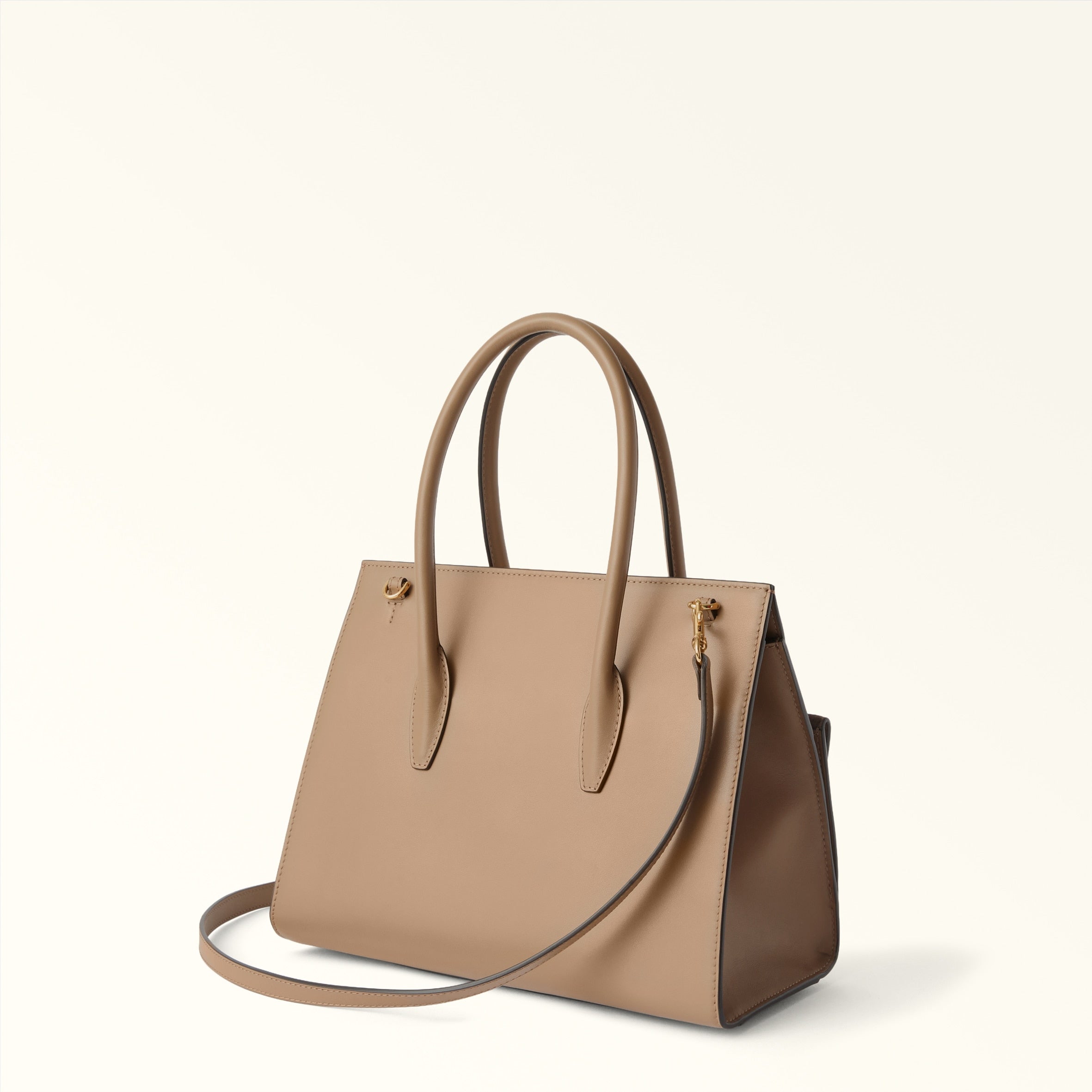 FURLA GRETA LEATHER TOP HANDLE BAG TOFFEE
