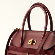 FURLA GRETA RED LEATHER HANDBAG