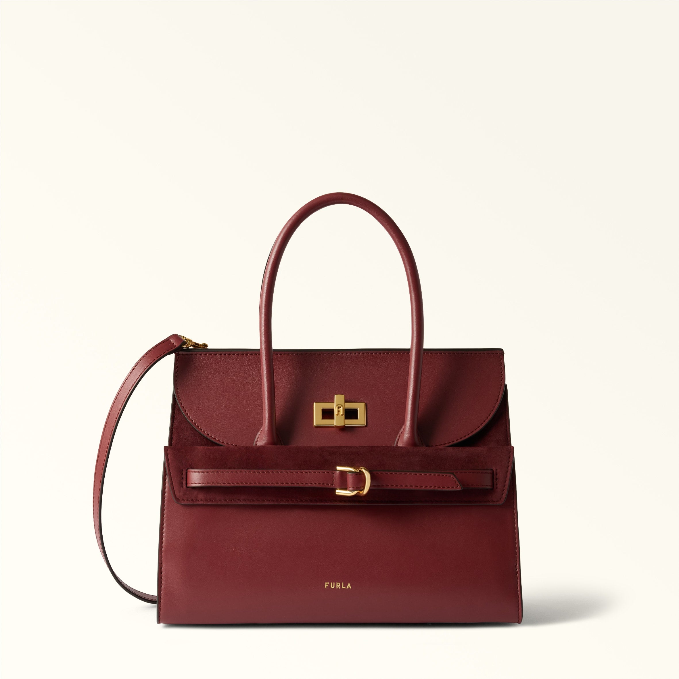 FURLA GRETA RED LEATHER HANDBAG