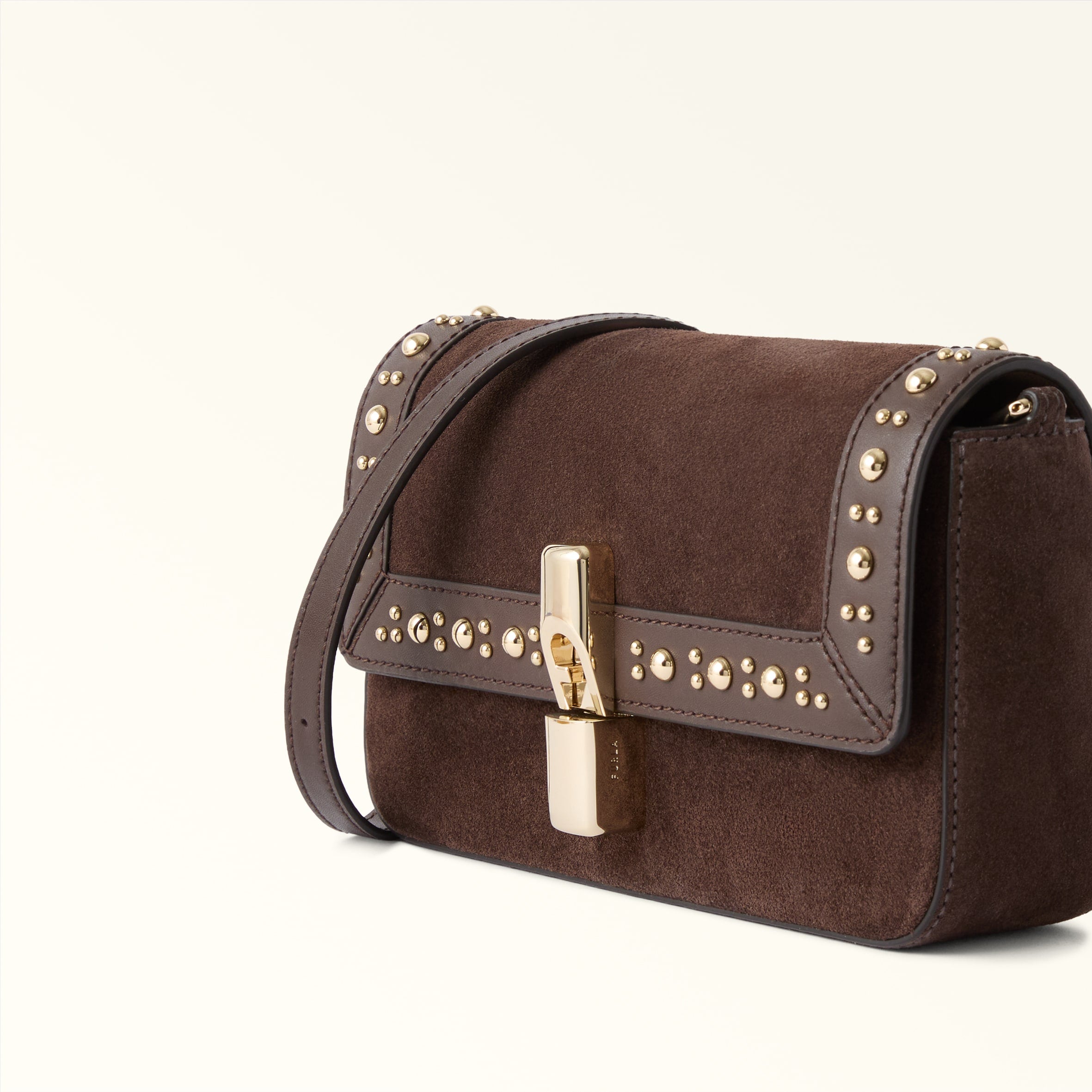 FURLA BORSA A SPALLA IRIDE MINI IN SUEDE COLORE CIOCCOLATO