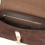 FURLA BORSA A SPALLA IRIDE MINI IN SUEDE COLORE CIOCCOLATO