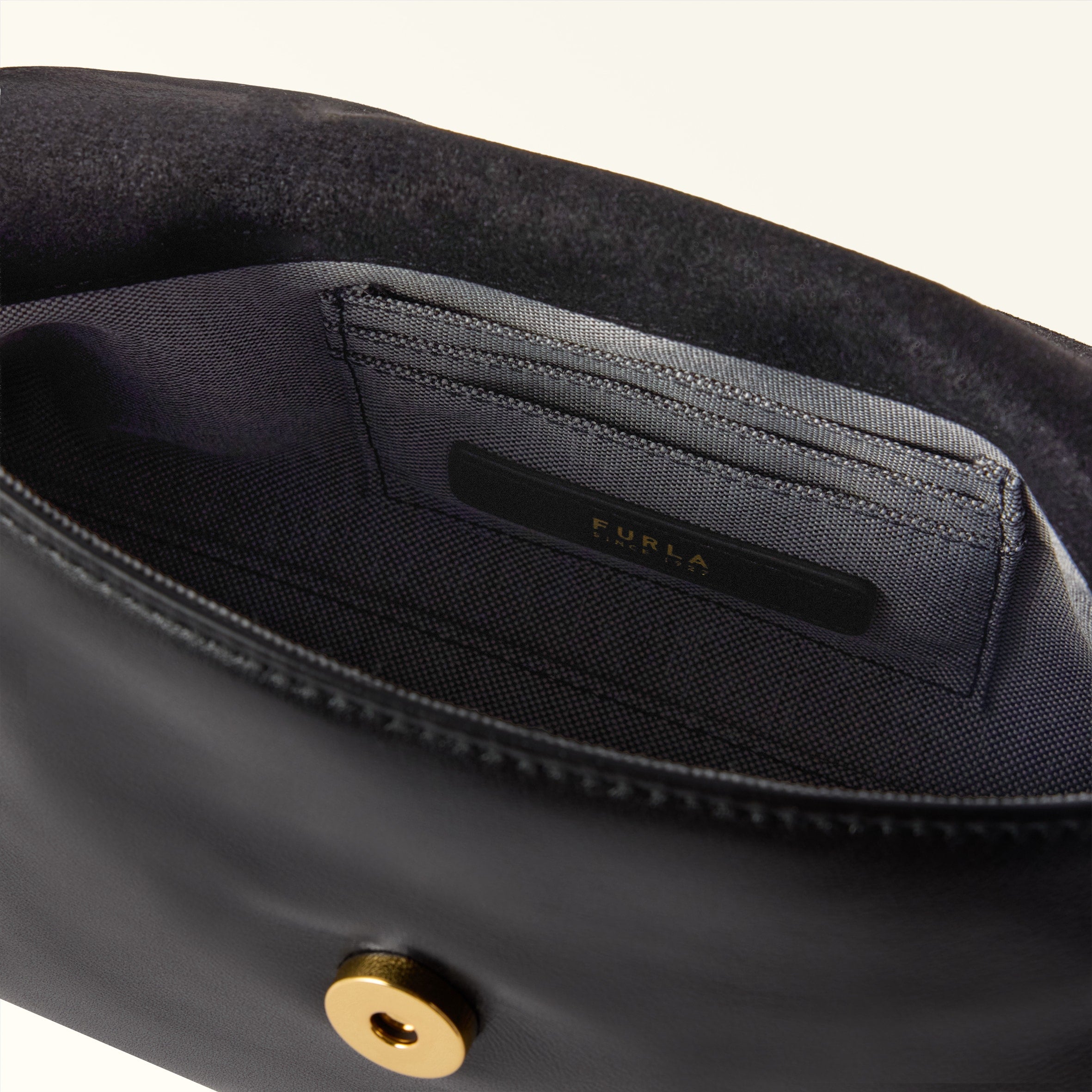 FURLA SFERA SOFT MINI CROSSBODY IN BLACK NAPPA LEATHER