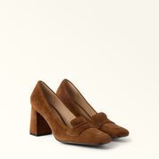 FURLA SOLID MOCA-PUMP IN CAMOSCIO COGNAC