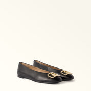 FURLA AMELIE BLACK LEATHER BALLET FLAT