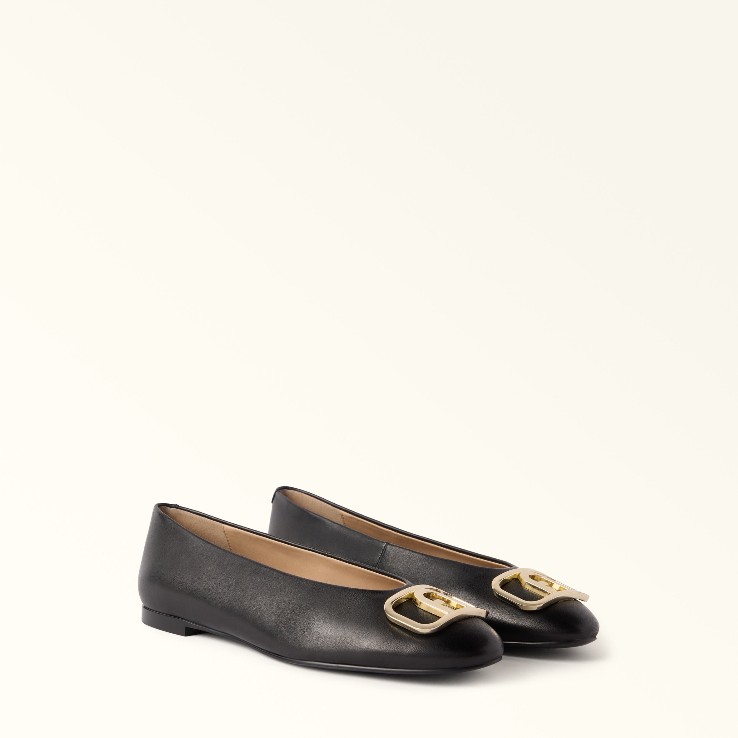 FURLA AMELIE BLACK LEATHER BALLET FLAT