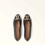 FURLA AMELIE BLACK LEATHER BALLET FLAT