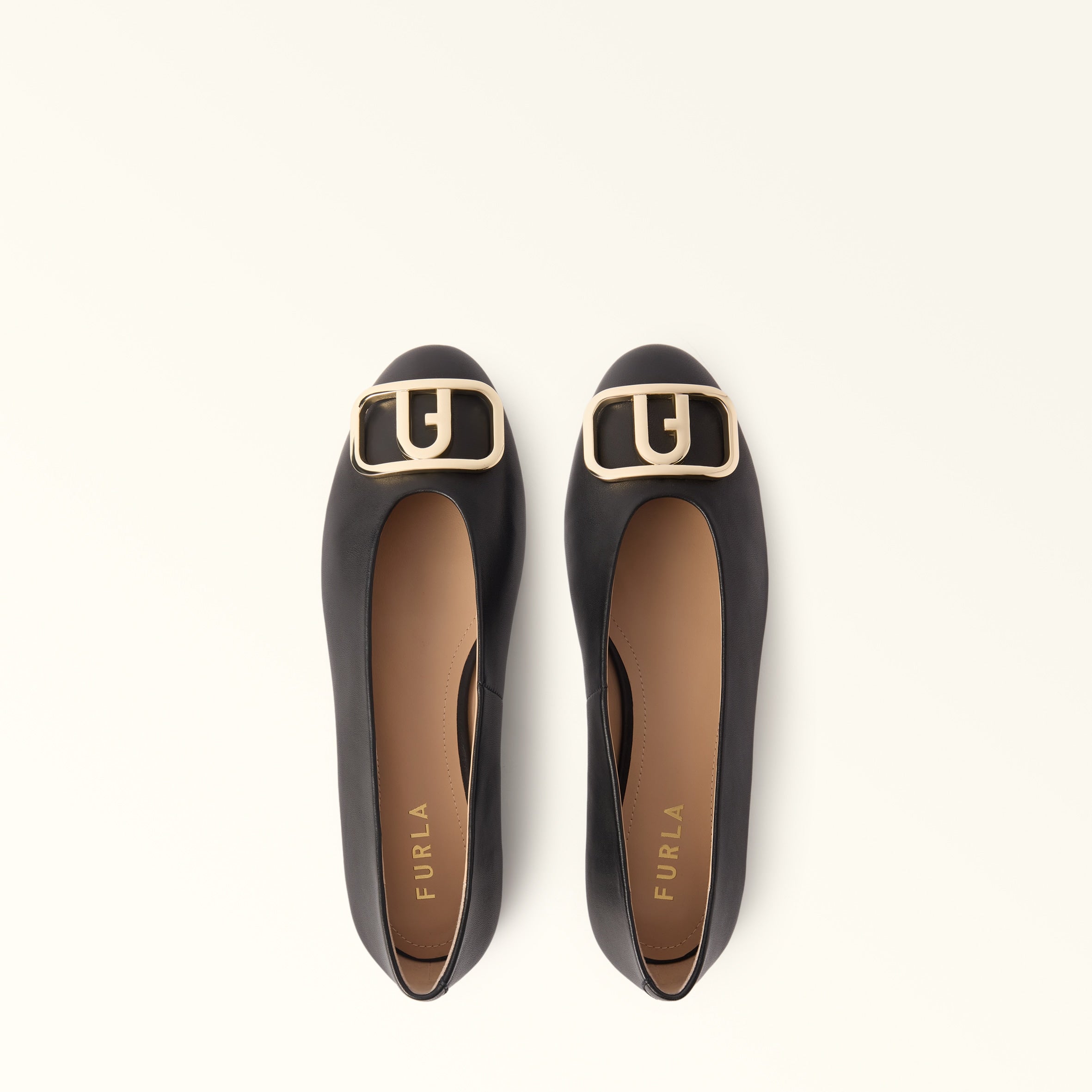 FURLA AMELIE BLACK LEATHER BALLET FLAT
