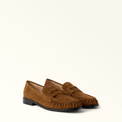 FURLA SOFT COGNAC SUEDE LOAFER