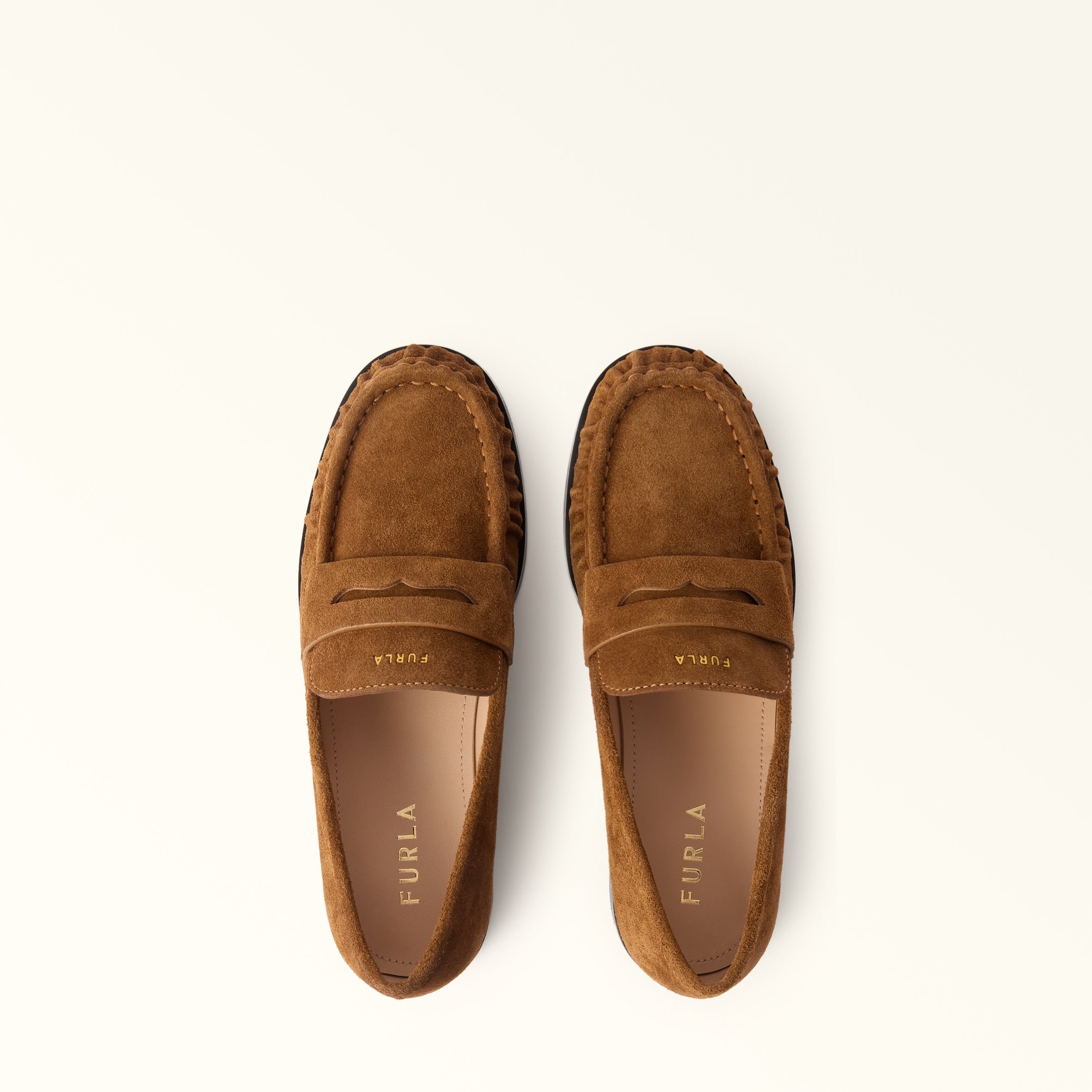 FURLA SOFT COGNAC SUEDE LOAFER