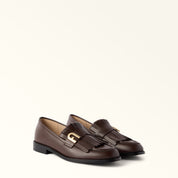 FURLA LIDIA LEATHER LOAFERS CHOCOLATE
