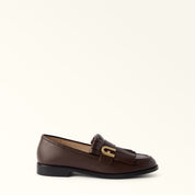 FURLA LIDIA LEATHER LOAFERS CHOCOLATE