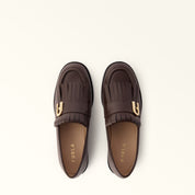 FURLA LIDIA LEATHER LOAFERS CHOCOLATE